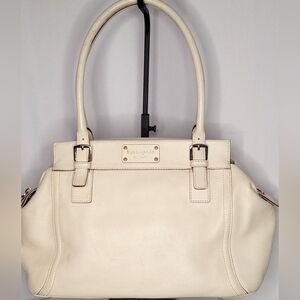 👜✨ Kate Spade New York Pebbled Leather Satchel – Cream